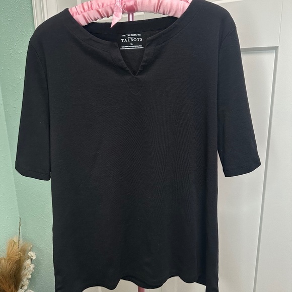 Talbots Tops - Talbots Half Sleeve Splitneck top in black XL NWOT
